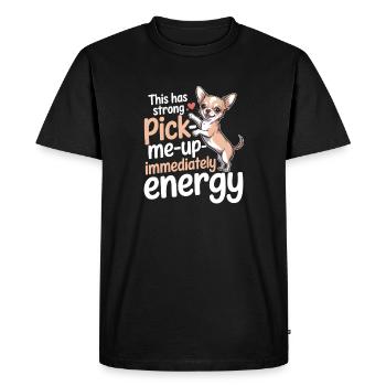 Lift up immediately | Chihuahua Good Mood - Men's Premium Organic T-Shirt - black - Front - Nico (187cm)