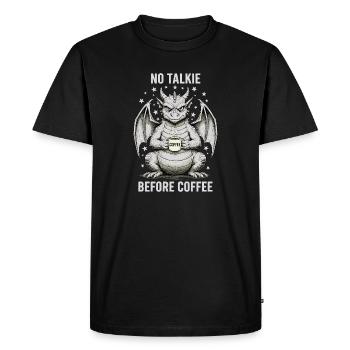 No Conversation Before Coffee Lover Dragon - Men's Premium Organic T-Shirt - black - Front - Nico (187cm)