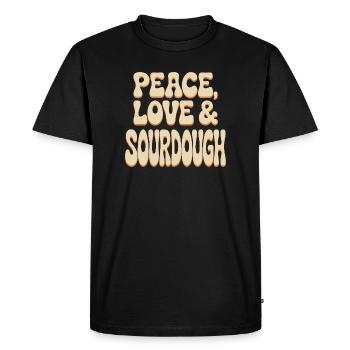 Paix, Amour et Levain - T-shirt Premium bio Homme - noir - Devant - Nico (187cm)