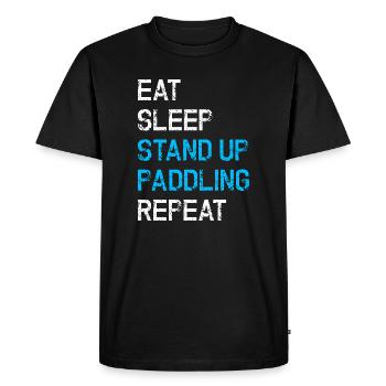 Mange, dors, lève-toi, pagaye, répète le SOU. - T-shirt Premium bio Homme - noir - Devant - Nico (187cm)