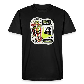Thérapie des monstres du popcorn - T-shirt Premium bio Homme - noir - Devant - Nico (187cm)