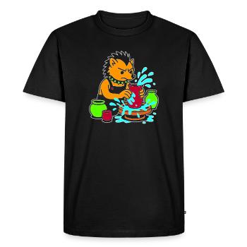 Pottery Pup Splash - Men's Premium Organic T-Shirt - black - Front - Nico (187cm)