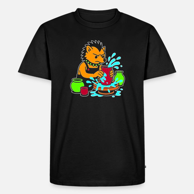 Pottery Pup Splash - Männer Premium Bio T-Shirt - Schwarz
