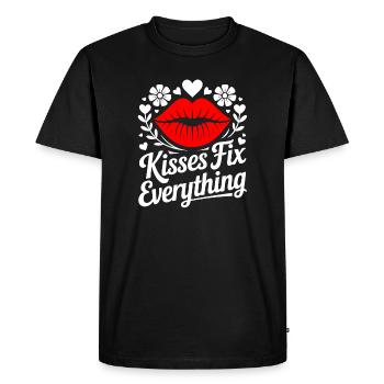 Les baisers guérissent tout - T-shirt Premium bio Homme - noir - Devant - Nico (187cm)