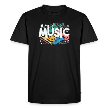 Motifs musicaux colorés - T-shirt Premium bio Homme - noir - Devant - Nico (187cm)