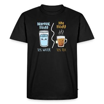 Duel de boissons Kawaii Eau vs Thé - T-shirt Premium bio Homme - noir - Devant - Nico (187cm)