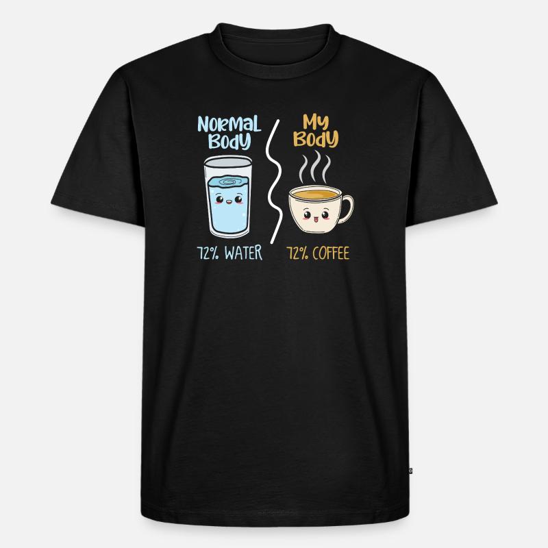 Kaffee vs Wasser 72% - Männer Premium Bio T-Shirt - Schwarz