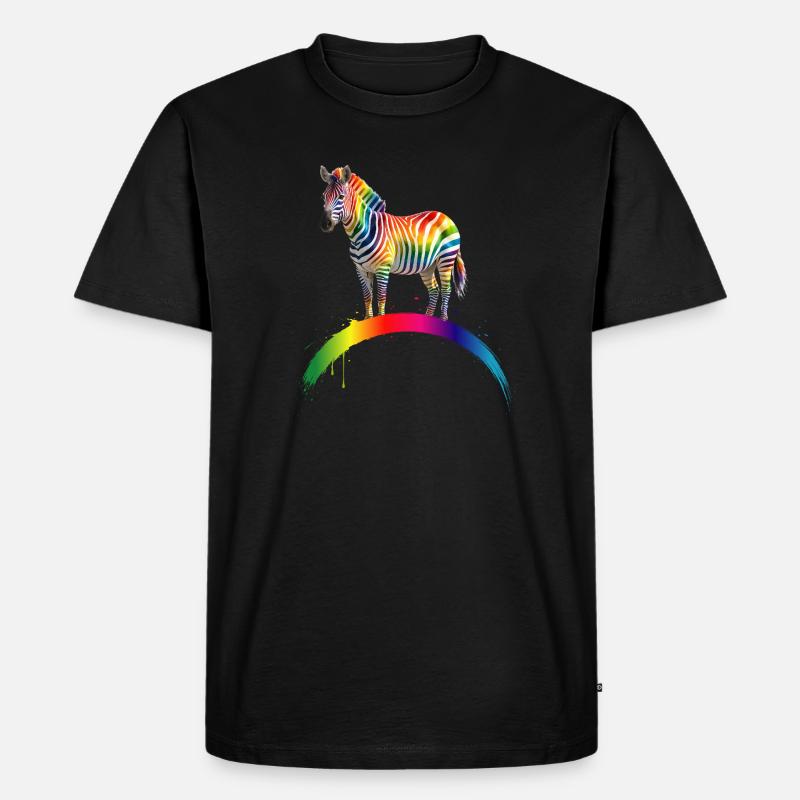 Regenbogen Zebra Farbverlauf Kunst Design - Männer Premium Bio T-Shirt - Schwarz