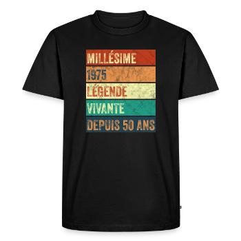 Millésime 1975 Légende - T-shirt Premium bio Homme - noir - Devant - Nico (187cm)