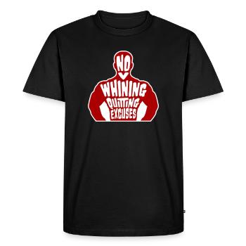 Pas de plaintes, pas d’abandon, pas d’excuses, motivation pour la salle de sport - T-shirt Premium bio Homme - noir - Devant - Nico (187cm)