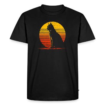 Lynx Cat Wildcat rétro Design Nature Friend - T-shirt Premium bio Homme - noir - Devant - Nico (187cm)