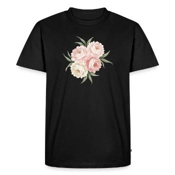 Peonies Bouquet in Pink - Men's Premium Organic T-Shirt - black - Front - Nico (187cm)