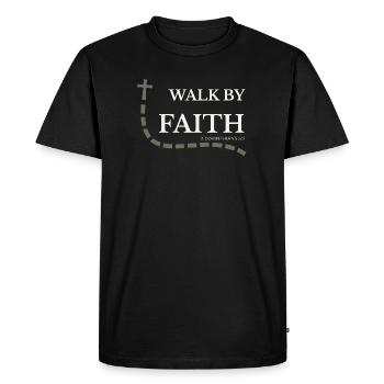 Marcher par la Foi | 2 Corinthiens 5:7 - T-shirt Premium bio Homme - noir - Devant - Nico (187cm)