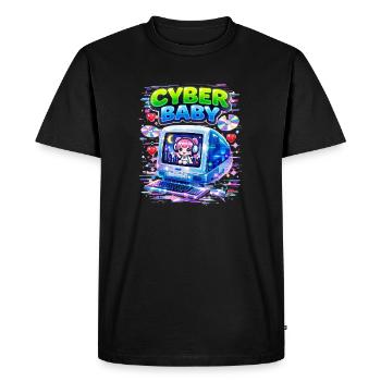 Cyber Baby pixel art avec une esthétique Y2K. - T-shirt Premium bio Homme - noir - Devant - Nico (187cm)