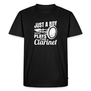 Clarinette masculine - T-shirt Premium bio Homme - noir - Devant - Nico (187cm)