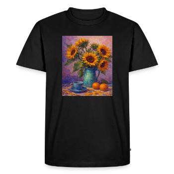Yellow Sunflowers Flowers Sunflower Graphics - Men's Premium Organic T-Shirt - black - Front - Nico (187cm)