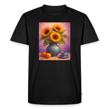 Yellow Sunflowers Flowers Sunflower Graphics - Men's Premium Organic T-Shirt - black - Front - Nico (187cm)