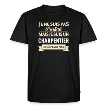 Je Ne Suis Pas Parfait Mais Je Suis Un Charpent... - T-shirt Premium bio Homme - noir - Devant - Nico (187cm)