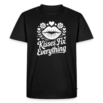 Kisses Save All Lips Design - Men's Premium Organic T-Shirt - black - Front - Nico (187cm)