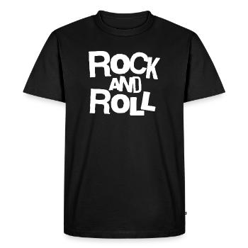 Rock and Roll Typographie Audacieuse Tee - T-shirt Premium bio Homme - noir - Devant - Nico (187cm)