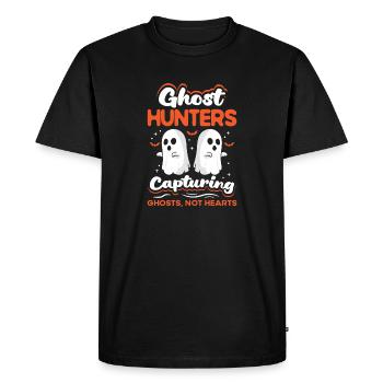 Ghost Hunter Halloween English Saying - Men's Premium Organic T-Shirt - black - Front - Nico (187cm)