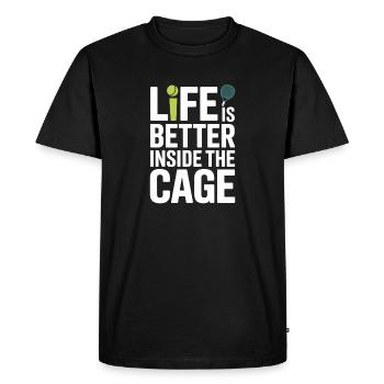 La vie de joueur de padel est meilleure à l’intérieur de la cage - T-shirt Premium bio Homme - noir - Devant - Nico (187cm)