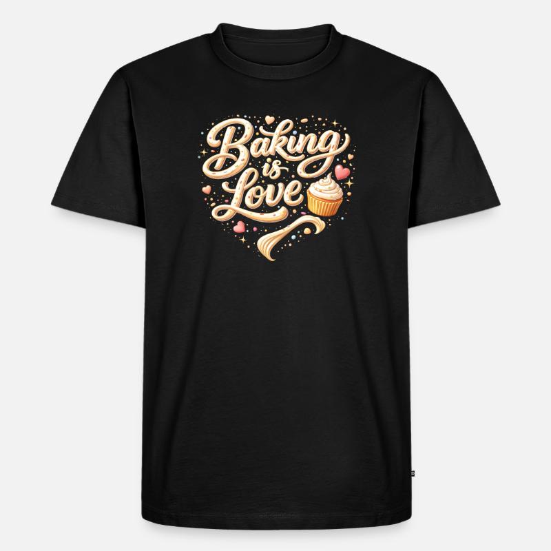 Baking is Love Backen Spruch Design  - Männer Premium Bio T-Shirt - Schwarz