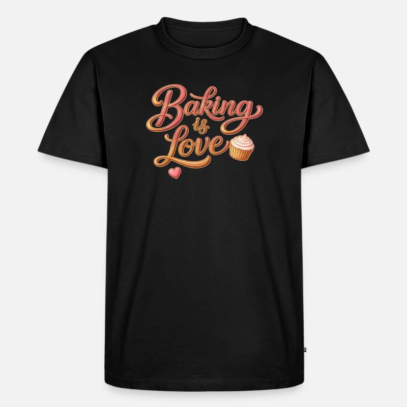 Baking is Love Backen Spruch Design - Männer Premium Bio T-Shirt - Schwarz
