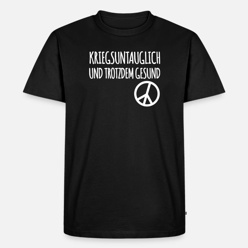 Kriegsuntauglich Peace - Männer Premium Bio T-Shirt - Schwarz