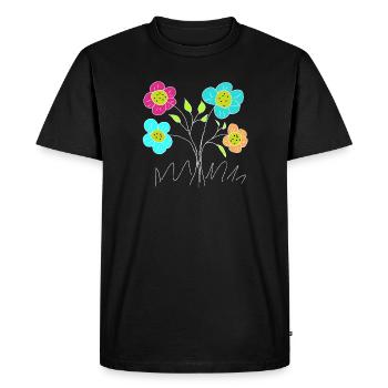 Cheerful Flowers Flower Garden Flora - Men's Premium Organic T-Shirt - black - Front - Nico (187cm)