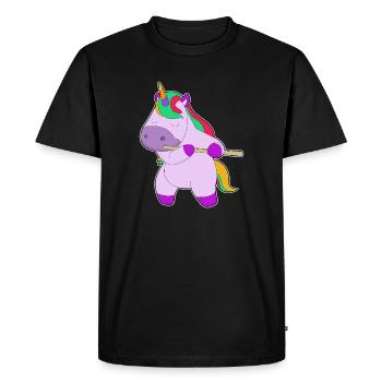 Unicorn Musician Flute Music - Men's Premium Organic T-Shirt - black - Front - Nico (187cm)