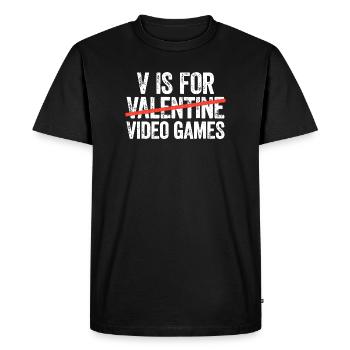Valentine Gaming Typography - Men's Premium Organic T-Shirt - black - Front - Nico (187cm)