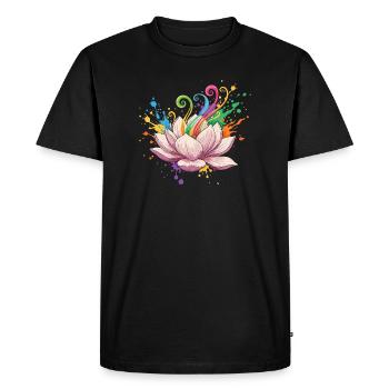 Explosion des couleurs de lotus brillantes - T-shirt Premium bio Homme - noir - Devant - Nico (187cm)