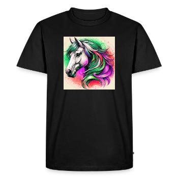 horse - Men's Premium Organic T-Shirt - black - Front - Nico (187cm)