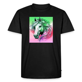 horse - Men's Premium Organic T-Shirt - black - Front - Nico (187cm)