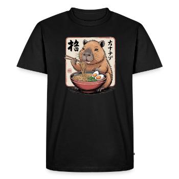Ramen Capybara Feast - Men's Premium Organic T-Shirt - black - Front - Nico (187cm)