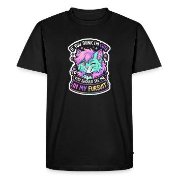 Kitten in Fursuit Rainbow - Men's Premium Organic T-Shirt - black - Front - Nico (187cm)
