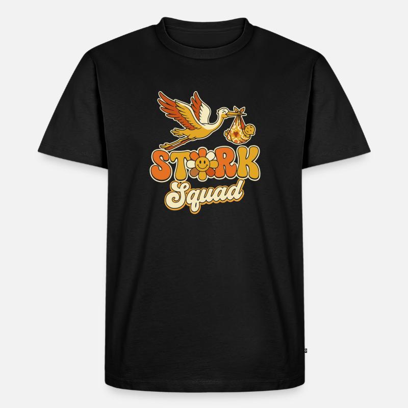 Storch Squad Retro Stil - Männer Premium Bio T-Shirt - Schwarz