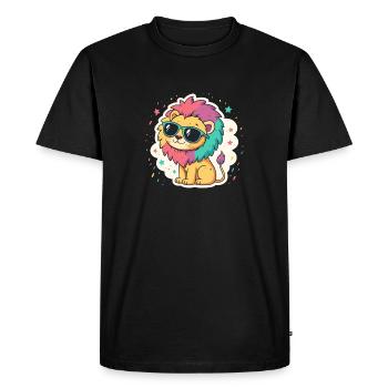 Lion Arc-en-Ciel Avec Lunettes - T-shirt Premium bio Homme - noir - Devant - Nico (187cm)