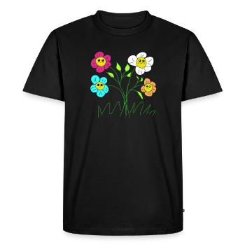 Fleurs joyeuses du jardin - T-shirt Premium bio Homme - noir - Devant - Nico (187cm)
