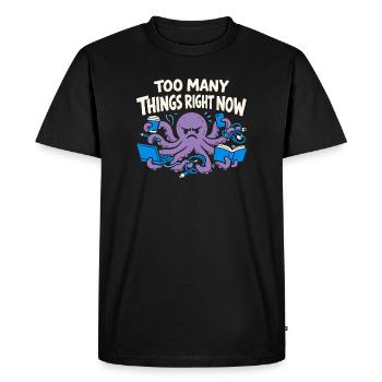 Pieuvre drôle surstimulée - T-shirt Premium bio Homme - noir - Devant - Nico (187cm)