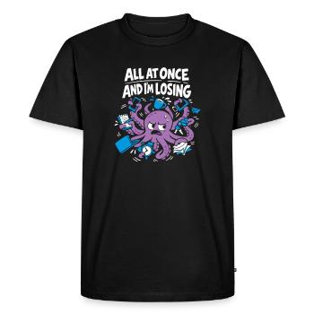 Pieuvre drôle surstimulée - T-shirt Premium bio Homme - noir - Devant - Nico (187cm)