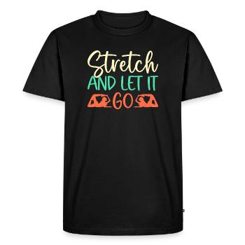 Yoga Stretch & Let It Go Funny Yoga - Men's Premium Organic T-Shirt - black - Front - Nico (187cm)