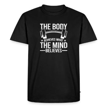 Mind Believes, Body Achieves - T-shirt Premium bio Homme - noir - Devant - Nico (187cm)