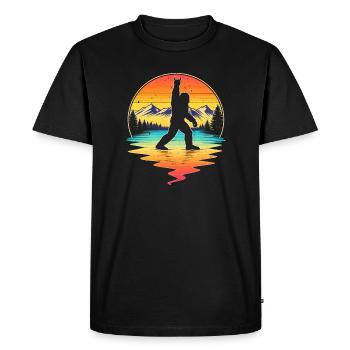Bigfoot Rock On Shield Sasquatch Yeti Rétro - T-shirt Premium bio Homme - noir - Devant - Nico (187cm)