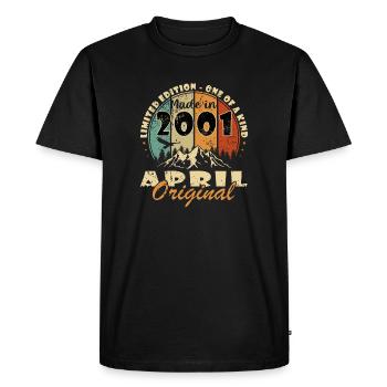 Légende depuis avril 2001 - T-shirt Premium bio Homme - noir - Devant - Nico (187cm)