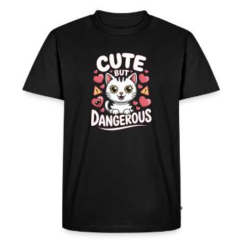 Chat Kawaii mignon mais dangereux et mignon - T-shirt Premium bio Homme - noir - Devant - Nico (187cm)