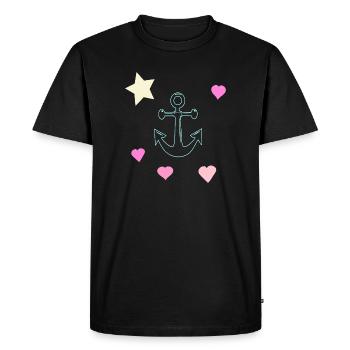 Gribouillage Pastel Anchor avec des cœurs et une étoile - T-shirt Premium bio Homme - noir - Devant - Nico (187cm)