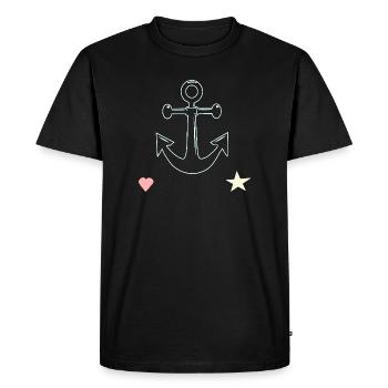 Motif Anchor Lines Étoile en forme de cœur - T-shirt Premium bio Homme - noir - Devant - Nico (187cm)