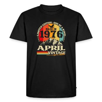 Vintage avril 1976 Vintage Rétro Anniversaire - T-shirt Premium bio Homme - noir - Devant - Nico (187cm)